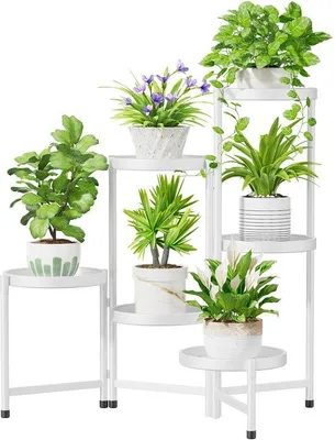 Image de Support à plantes pliable en métal Azomor à six étages, pour l'intérieur et l'extérieur