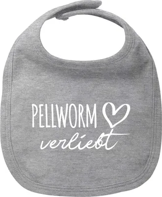 Produktbild von Huuraa Baby Lätzchen Pellworm verliebt Heather Grey Klettverschluss  Baumwolle Latz Geschenkidee