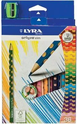 Image de LYRA L2821360 Crayons de couleur Groove Slim - Ø 3,3 mm, 36 couleurs + taille-crayon, étui carton