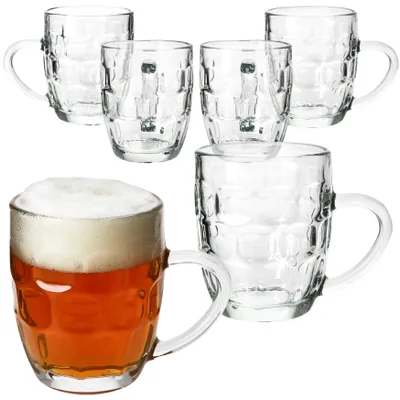 Produktbild von 6er Set Dijon Bierkrüge 200ml aus Glas mit Relief & Henkel 0,2 L Party