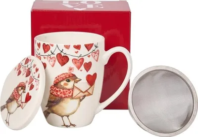 Obrázek produktu pro Porcelánový hrnek s čajovým sítkem Sparrow