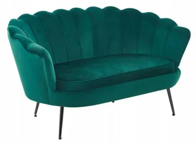 Zdjęcie produktu dla Sofa 2-osobowa tapicerowana welurem do salonu kolor zielony i czarny FURNITEX SF1-FX