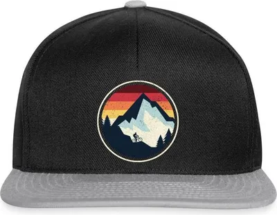 Produktbild von Spreadshirt Mountainbike MTB Downhill Berg Vintage Snapback Cap, One size, Schwarz/Grau