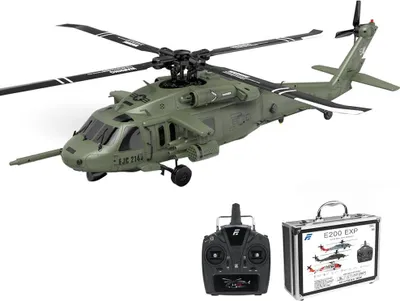 Produktbild von Eachine E200 EXP RC Hubschrauber 1:47 Flybarless 6CH 2.4G Gyro Dual Bürstenlos Motor Optical Flow, Grün inkl. 3 Akkus RTF Ready-to-Fly
