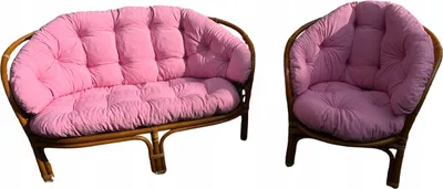 Produktbild von Kissen für ein Rattan-Gartensofa und einen Gartensessel, Rosa, Kissen für die Rückenlehne und den Sitz eines Rattan-Gartensofas und eines Gartensessels