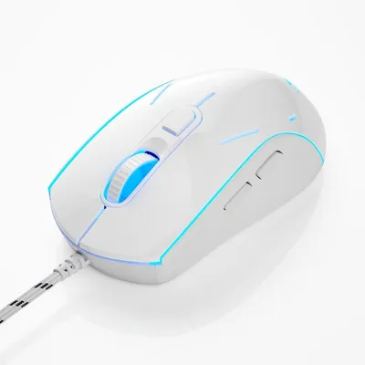 Produktbild von Gaming Maus kabelgebunden RGB, 3200 DPI USB Maus mit 6 Tasten, optische Gaming Mouse mit DPI-Umschaltung Weiß