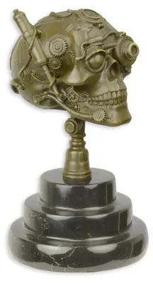 Productafbeelding van Een Bronzen Steampunk Beeld Van Een Schedel