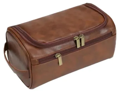 Produktbild von Kosmetiktasche für Männer und Frauen - Wasserabweisendes Vintage-Leder-Look