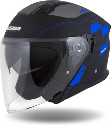 Image de casque Jet Tech RoxoR, CASSIDA (noir mat/bleu/gris/blanc, taille XS)
