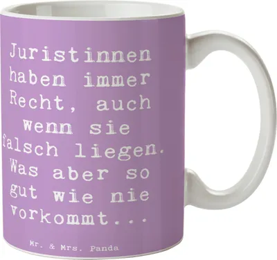 Produktbild von Mr. & Mrs. Panda Tasse mit Spruch Spruch Juristin Recht - Lavendeltraum - Geschenk, haferl, Juristinnen, Kaffeetasse, Berufe, Beruf, Geschenke für Berufstätige, kreative