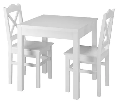 Produktbild von Weiße Essgruppe mit Tisch und 2 Stühle Kiefer Massivholz waschweiß 90.70-50 A W Set 20