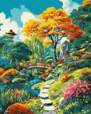 Zdjęcie produktu dla Malowanie po numerach - Jesienny japoński 40x50cm - Ideyka