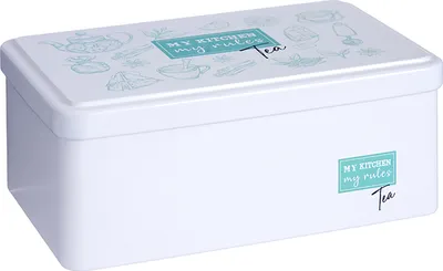 Produktbild von TEEDOSE aus Metall Silber Kaffeedose Teekiste Keksdose Teebox Vorratsdose Vorratsgefäß Blechdose Kaffee Tee Box Dose 58 (Weiss)