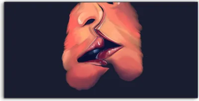 Produktbild von Coloray Spritzschutz aus Glas 140x70  Wandkunst Küchenrückwand Zwei Frauen Küssende Lippen Malerei