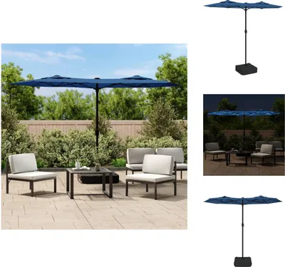 Produktbild von vidaXL Doppelsonnenschirm mit LEDs Azurblau 316x240 cm -  Sonnenschirme & Sonnenschutze