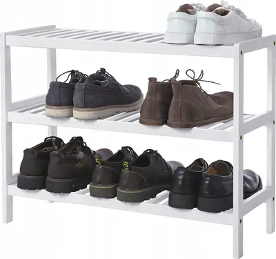 Zdjęcie produktu dla Szafka na Buty Bambusowy Stojak na Obuwie 3 Półki Do Korytarza Holu Biały