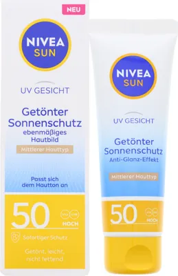 Produktbild von NIVEA SUN UV Gesicht Getönter Sonnenschutz LSF 50 Mittlerer Hauttyp 50 ml Nicht Fettend