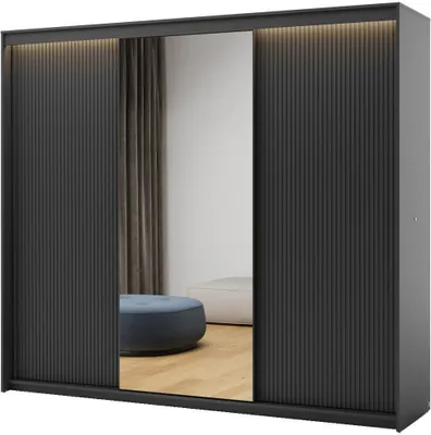 Produktbild von Furniture24 Trend Tz-02 Schwebetürenschrank 250 X 222 X 63 Cm Schrank Kleiderschrank Schwarz