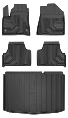 Productafbeelding van Rubberen automatten + kofferbakmat voor Kia Soul EV II 2019-2024 (SUV/crossover) – 5-delig, zwart, op maat – Wielganizator