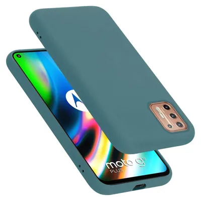 A teal silicone phone case is shown on top of a smartphone.