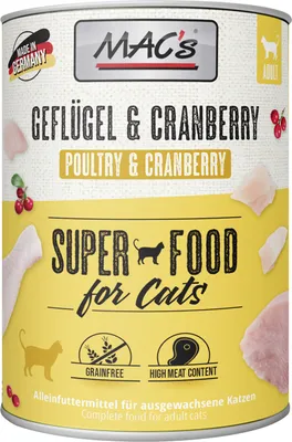 Produktbild von MAC's CAT GEFLÜGEL & CRANBERRY, Adult, Cranberry, Geflügel, 800 g
