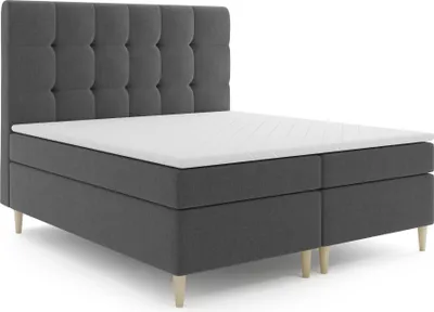 Produktbild von MR GROUP Boxspringbett mit Bettkasten, OSLO, 180x200, dunkelgrau, H3, Samtstoff, Polsterbett mit Matratze und Topper Doppelbett Bett für Schlafzimmer