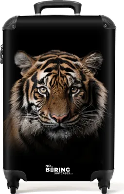 Produktbild von NoBoringSuitcases.com Handgepäck Koffer 55x40x20 cm, Tiere auf schwarzem Hintergrund: Tiger, 36L