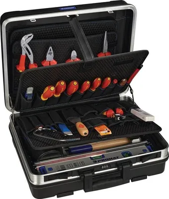 Image de Assortiment d'outils 46 pcs. mallette avec cadre en aluminium pour électricien