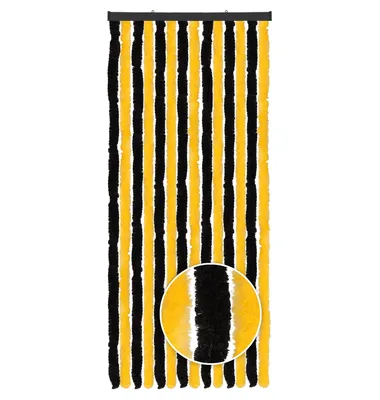 Immagine prodotto di Tenda in ciniglia per camper 56x185 cm, nero/giallo, zanzariera in ciniglia, tenda per porta da campeggio, silenziosa, resistente alle intemperie, traspirante