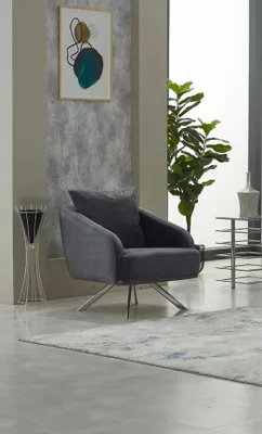 Produktbild von Polstersessel Wohnzimmer Einsitzer Sessel Stoff Grau Sitzer Moderne Möbel