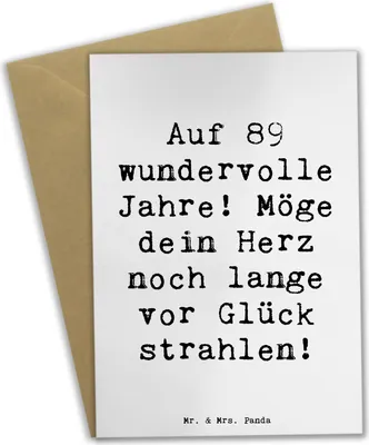 Produktbild von Mr. & Mrs. Panda Grußkarte Spruch 89. Geburtstag - Weiß - Geschenk, Geburtstagsgeschenk, Grußkarten, weihnachtskarten, Happy Birthday, Erinnerungen, Alter, herzlicher