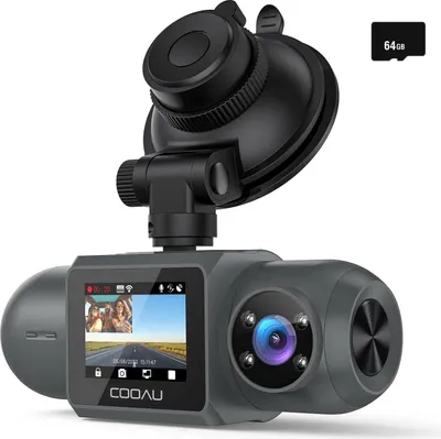 Produktbild von COOAU 4K Dashcam Auto 2.5K+ 1080P vorne innen, Autokamera mit Parküberwachung, Bewegungserkennung, Infrarot Nachtsicht, G-Sensor, Loop-Aufnahm, + 64GB