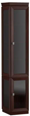 Produktbild von Casa Padrino Luxus Wohnzimmerschrank Dunkelbraun / Grau 45,4 x 44,2 x H. 225,6 cm - Vitrinenschrank mit 2 Glastüren