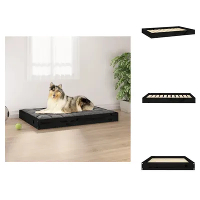 Produktbild von vidaXL Hundebett Schwarz 91,5x64x9 cm Massivholz Kiefer -  Hundebetten