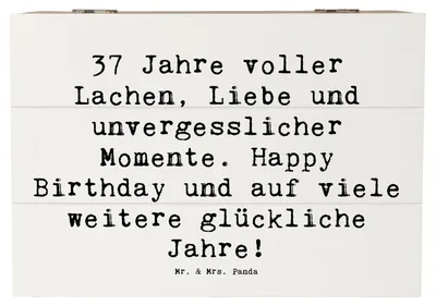 Produktbild von Mr. & Mrs. Panda Schatulle Spruch 37. Geburtstag 22 x 15 cm - Weiß - Geschenk, Meilenstein, Truhe, fotobox, Happy Birthday, Box, Lächeln, Holztruhe, Kiste, Freude, Feiern