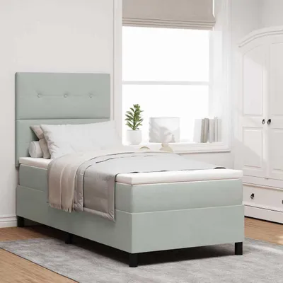 Immagine prodotto di Maison Exclusive - Letto boxspring con testiera grigio chiaro 90 x 200 cm in velluto