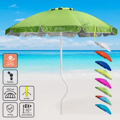 Produktbild von Sonnenschirm 200 cm mit UV-Schutz für Strand oder Angeln GiraFacile Ermes - Dunkel Grün