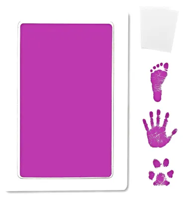 Imagen del producto de Almohadilla para sellos, grande, color violeta, para huellas de pies de bebés, de uso seguro