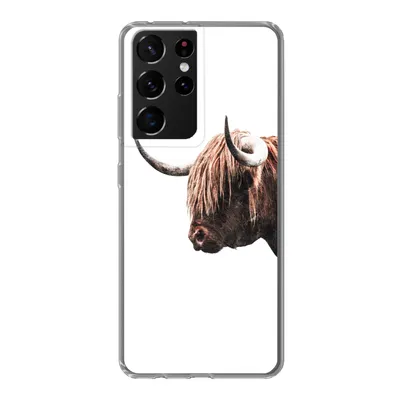 Produktbild von MuchoWow® Handyhülle Schutzhülle Hülle für Samsung Galaxy S21 Ultra Schottischer Highlander - Hoorn - Porträt Silikon Softcase Handy Hülle - Mobiltelefon