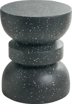 Produktbild von BELIANI Beistelltisch Schwarz MgO und Glasfaser Rund ⌀ 37 cm Terrazzo Optik Sanduhrform Modern Outdoor Couchtisch Wohnzimmer Ausstattung Möbel