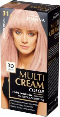 A box of Joanna Multi Cream Color hair dye, featuring a model with pink hair.