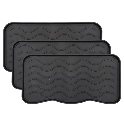 Produktbild von Schuhabtropfschale - 3 Stück - Schwarz - 38x75 cm - Schuhmatte - für Regen- und Schneetage - Schuhwanne - SIGNET
