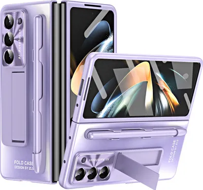 Produktbild von Hülle für Samsung Galaxy Z Fold 6 Hart PC Schutzhülle mit Displayschutz, Linsenschutz, Stander, Stifthalter Lila