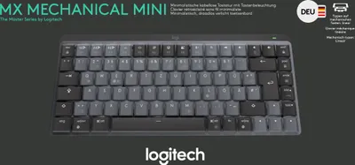 Obrázek produktu pro Logitech MX Mechanical Mini, Bezdrátový, RF bezdrátové + Bluetooth, Mechanický spínač, QWERTZ, LED, Grafit