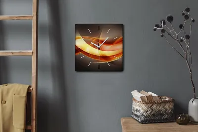 Produktbild von Coloray Hodiny Unikátní 30x30 cm  Tiché hodiny Pro obývací pokoj a kuchyň Nástěnné hodiny Plátno Bílé ručičky hodin - Plamenové vlny