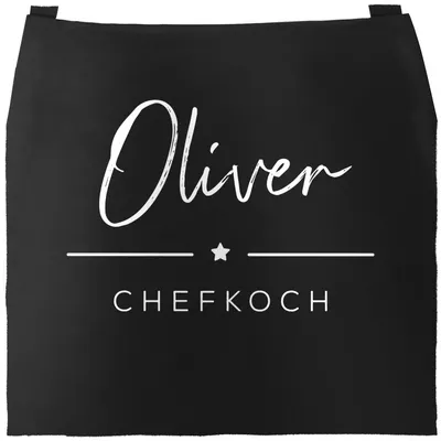 Produktbild von Küchen-Schürze mit Namen individualisierbar Chefkoch Stern Kochschürze Männer personalisierte Geschenke SpecialMe® schwarz unisize