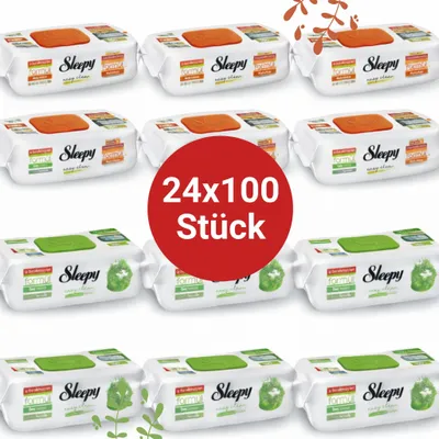 Immagine prodotto di Salviette per la pulizia delle superfici Sleepy Easy Clean – 12x100 Pino + 12x100 Arancia | Frontali lucidi