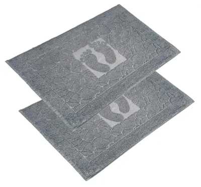 Produktbild von Badematten-Set, 2-teilig, Duschmatte und Badematte aus Frottee, waschbar, 600 g/m², 100 % Baumwolle, saugfähig und schnelltrocknend, 50 x 70 cm, anthrazit