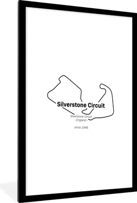 Produktbild von MuchoWow® Gerahmtes Poster Silverstone - Formel 1 - Rennstrecke 60x90 cm - Poster mit Schwarzem Bilderrahmen Wandposter Rahmen Foto Bilder - Dekoration - Wandposter Wohnzimmer - Hochwertig