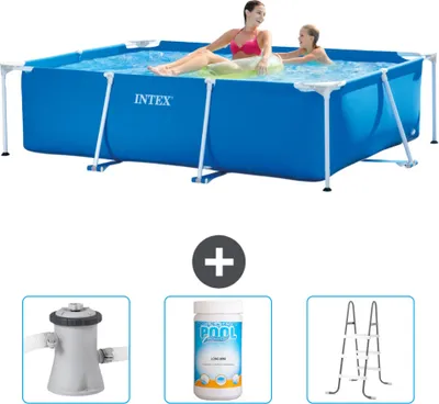 Immagine prodotto di Piscina Intex con struttura rettangolare - 220 x 150 x 60 cm - Blu - In dotazione Pompa filtro per piscina - Cloro - Scaletta